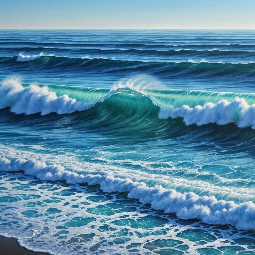Coastal Serenity: The Rhythmic Dance of Waves Against Ancient Rocks