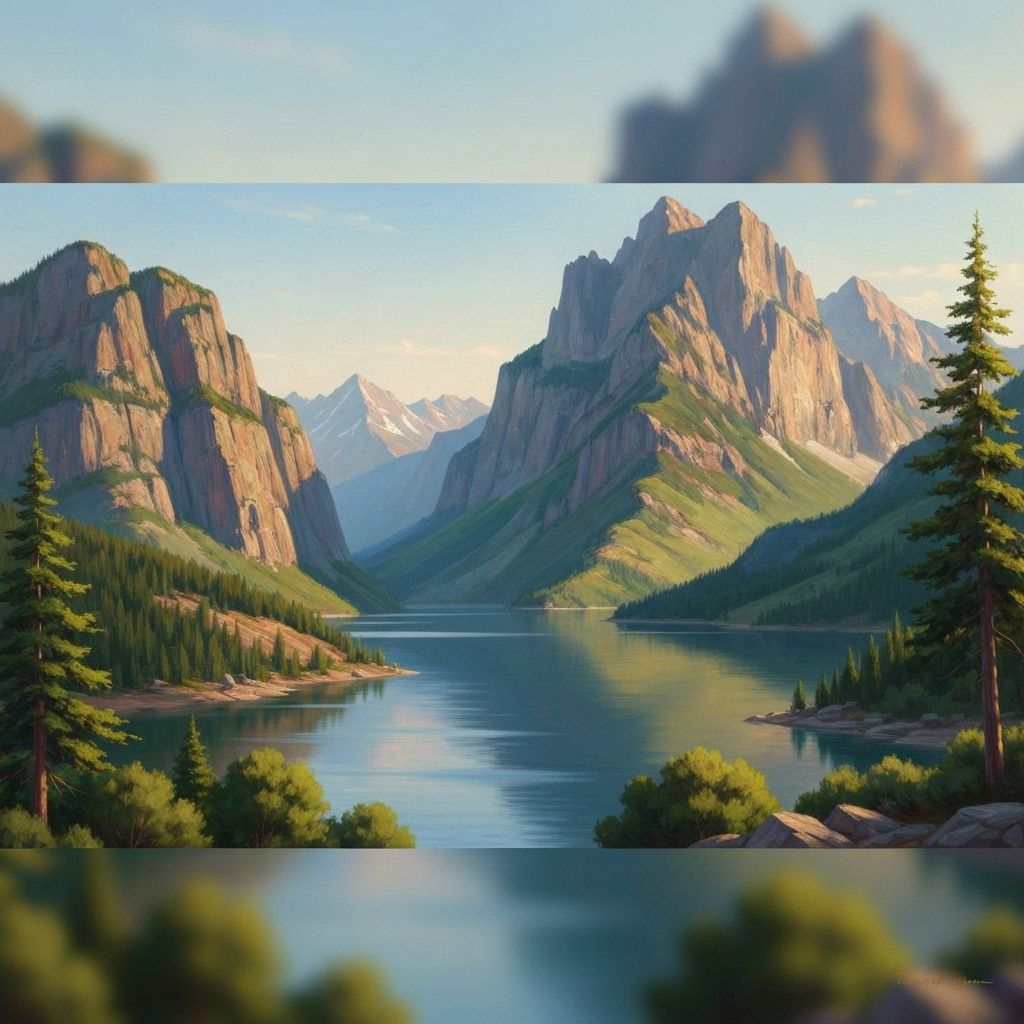 Mountain Vista at Golden Hour: A Sweeping Panoramic View of Nature's Grandeur